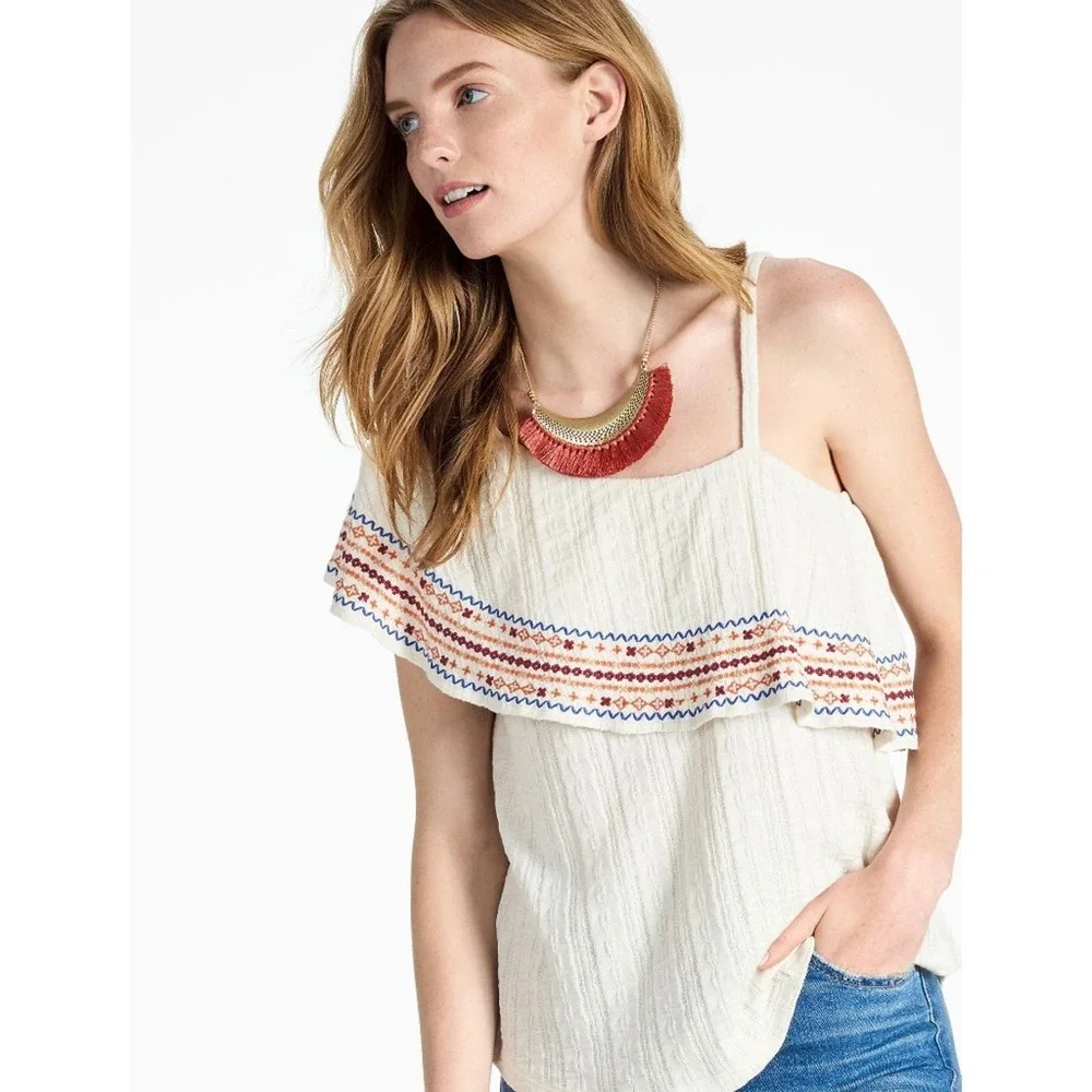 Lucky Brand Embroidered Off The Shoulder Top - Picture 1 of 4